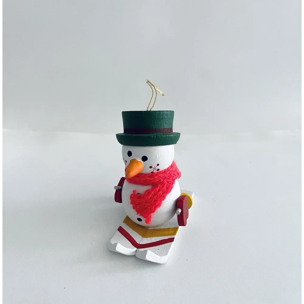 Vintage CR Dakin &Co. 1984 Wood Ornaments Frosty‎ The Snowman On Skis